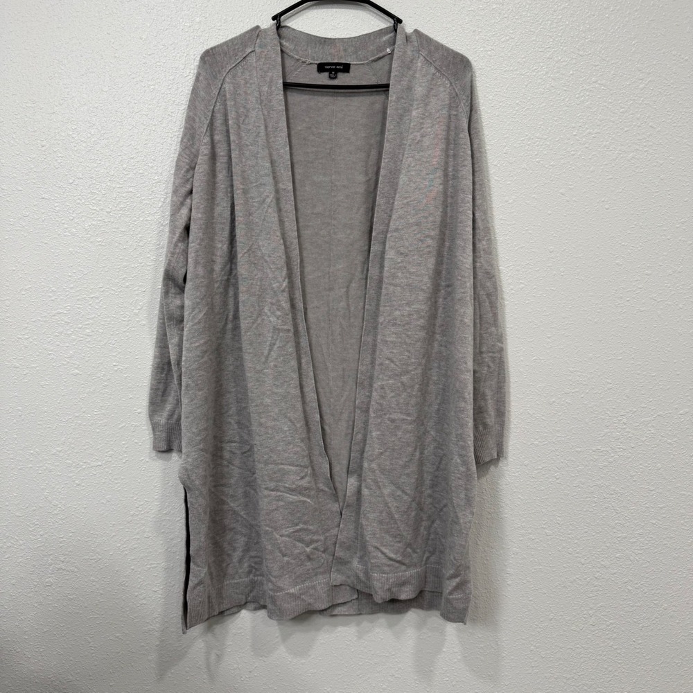 Verve Ami Womens Gray Longline Open Front Cardigan Sweater Size M Side Slit Knit